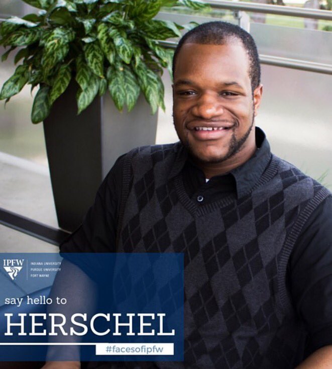 purduefw's tweet photo. Say hello to Herschel! He is featured on this week's #FacesOfIPFW Check out his story at https://t.co/fq090HOMUQ https://t.co/FitB5D1Zit