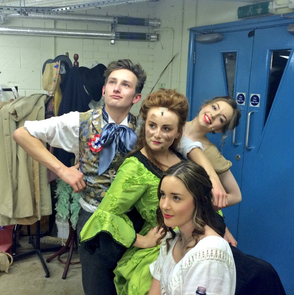 PHHSMusic's tweet photo. Some of the Cast taking a well earned break during the interval tonight #PHHSlesmis https://t.co/kW9NMCnJVW