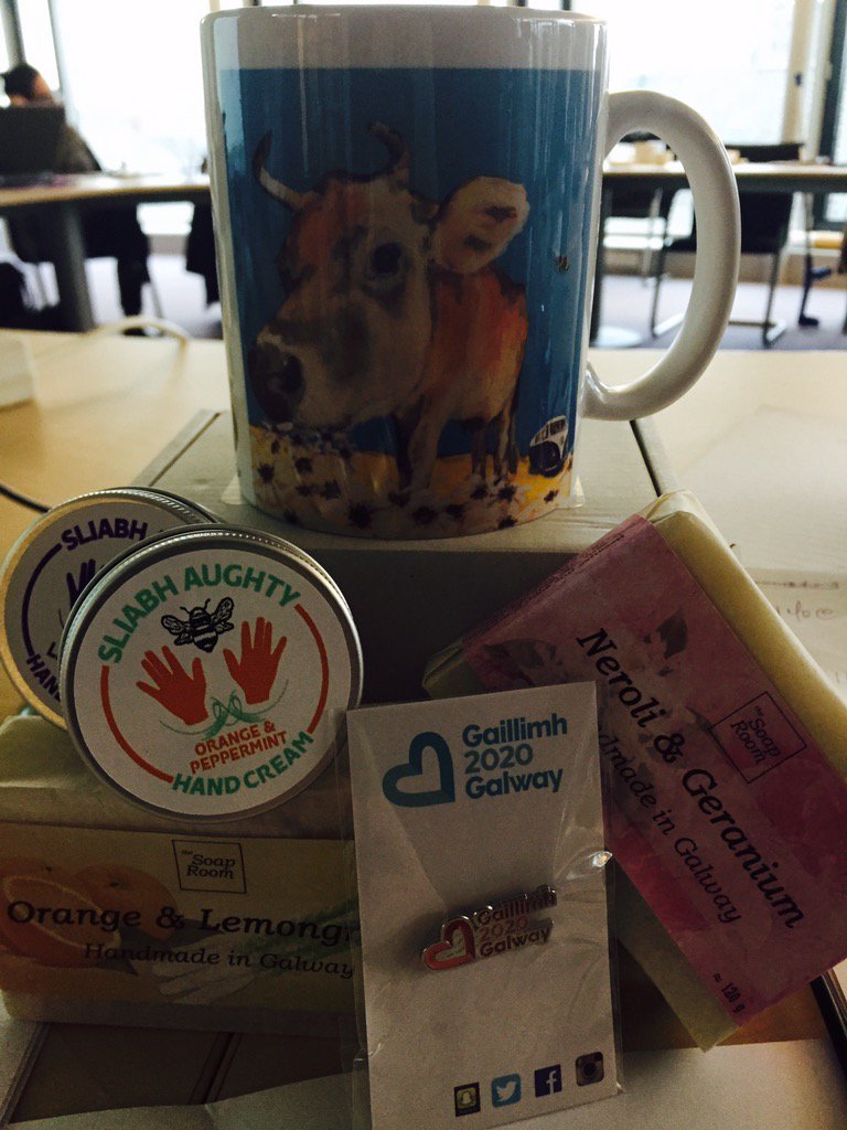 GalwayERG's tweet photo. gifts from @MadeinGalway0 for our hosts @FletcherArtist #soaproom @aughtymountain @galway2020 https://t.co/94zoIp5l0H