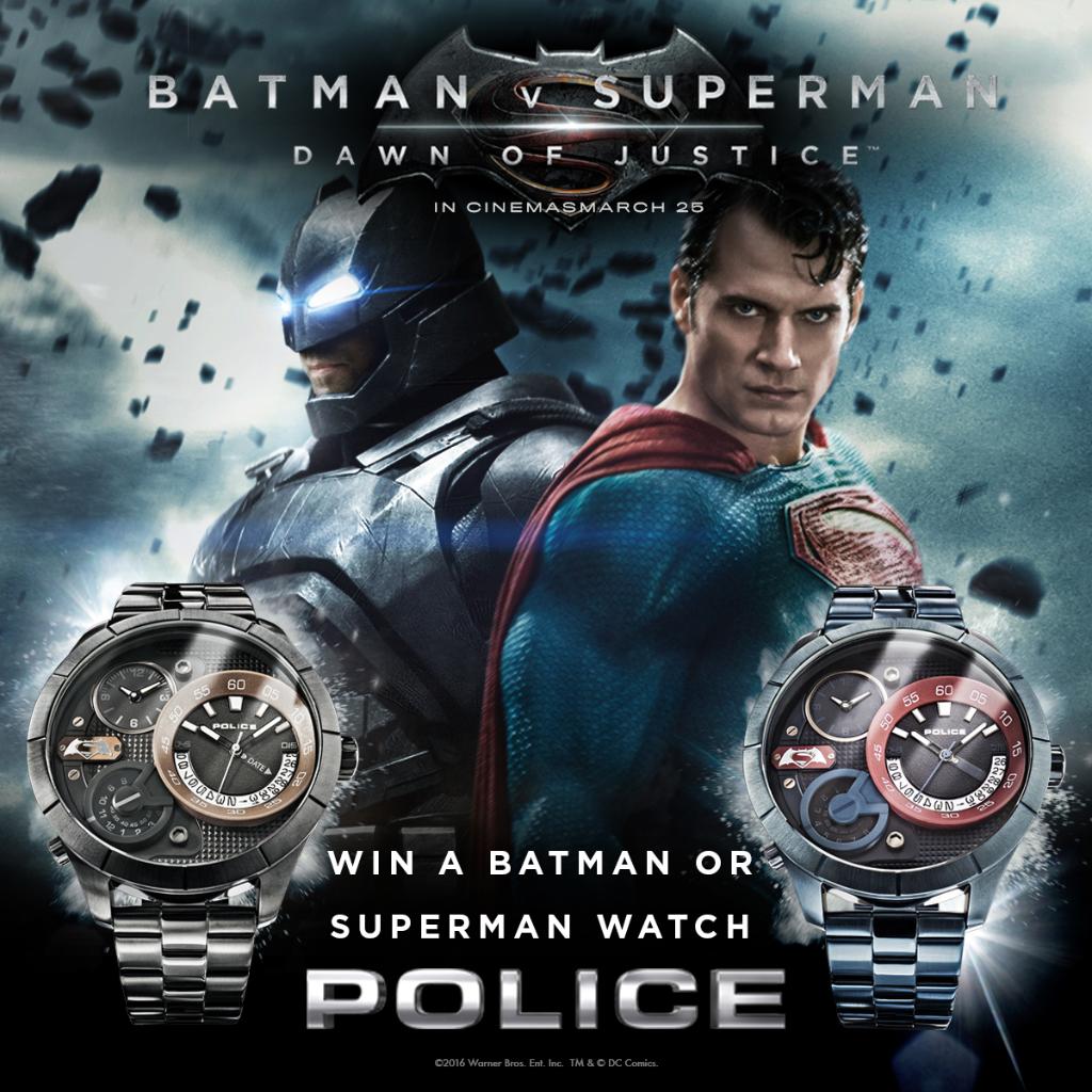 AmazonUK's tweet photo. You could win a @PoliceLifestyle #BvS watch. FLW, RT and reply #Batman OR #Superman! T&amp;Cs: https://t.co/c6cjSmvqOe https://t.co/kL2WPFLEoO