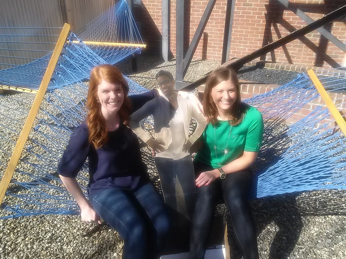ncbowtie's tweet photo. After a long day of @TriComFdn Innovation Awards, some staff relax at @ATCDurham  @MelcheeJohnson #flatmelchee https://t.co/fs24TdVHMK