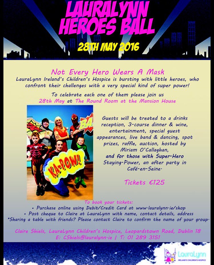 Very excited for 'LauraLynn Heroes Ball' 28th May. It's going to be a great event, amazing cause <a href="/LauraLynnHouse/">LauraLynn, Ireland's Children's Hospice</a>