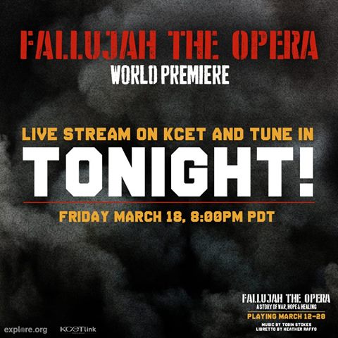 FallujahOpera's tweet image. KCET will host a live television broadcast of Fallujah Opera, TONIGHT at 8PM P.T.  KCET.org/Fallujah
