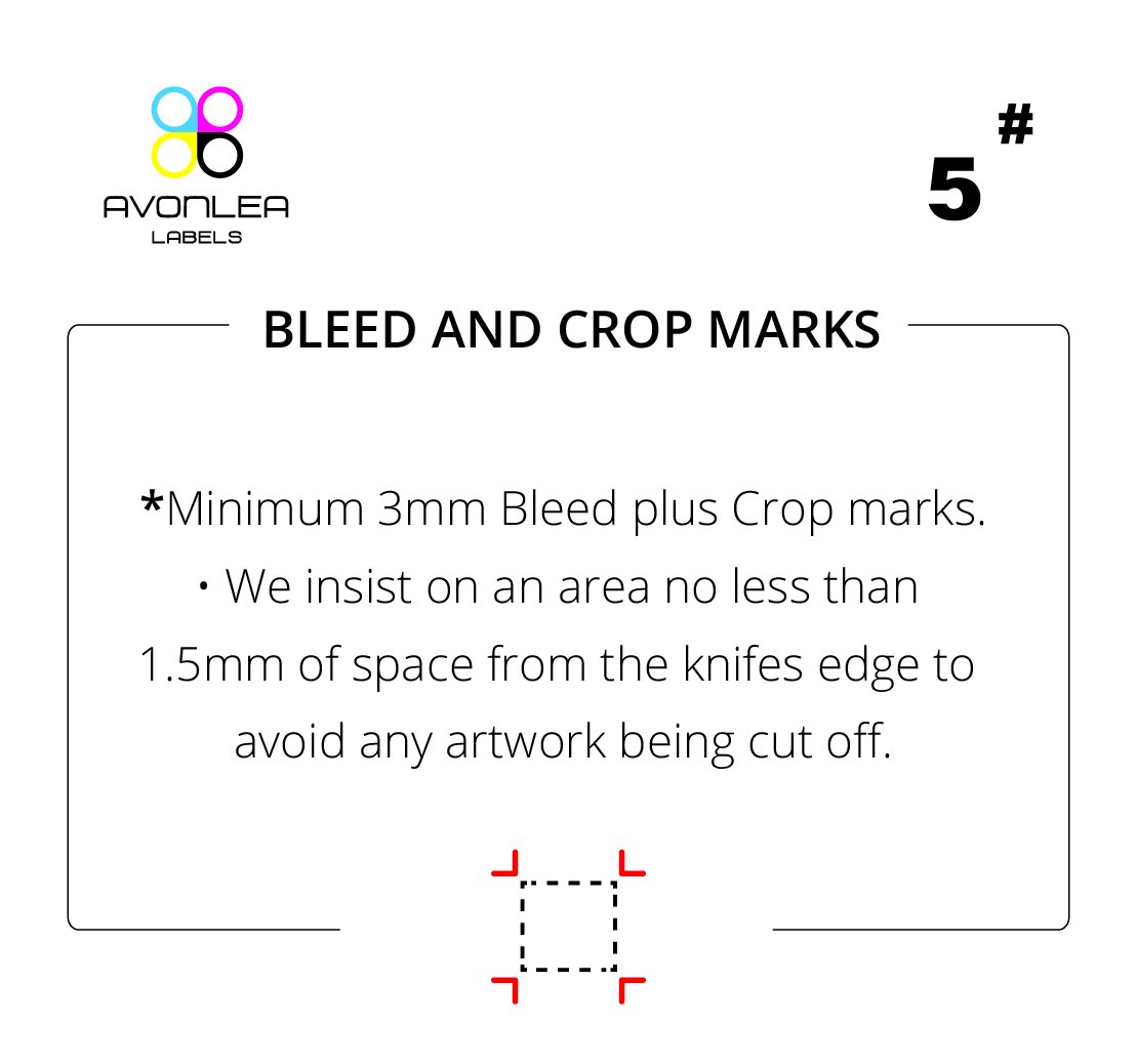 luminargroup's tweet image. Tip 5 - bleed is when artwork extends out and past the edge crop marks #printhelp, #labelsau, #avonlealabels