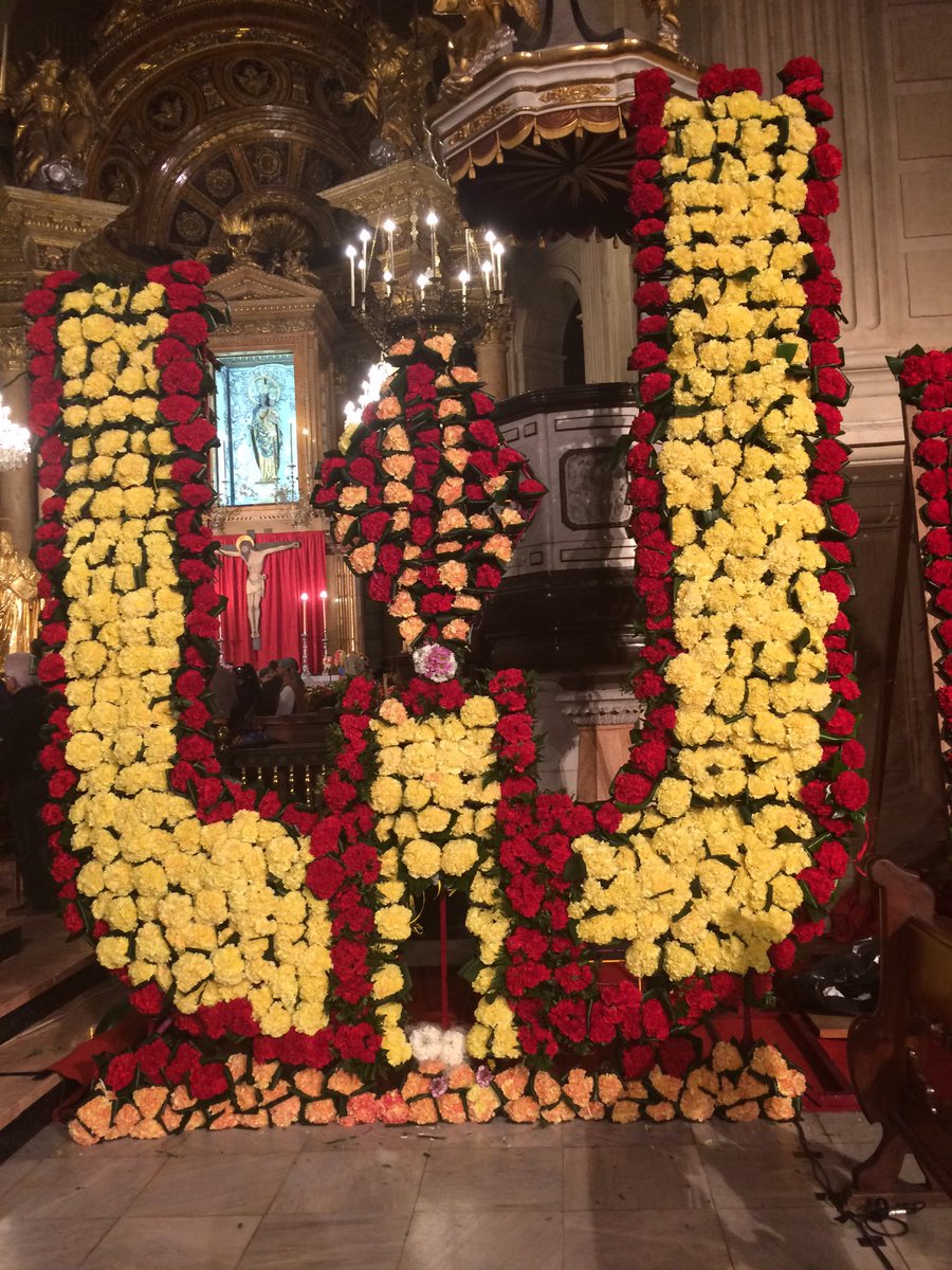 Una meravella l'ofrena floral que ha fet possible la representació de l'escut de la ciutat. #fallesXàtiva #ofrena