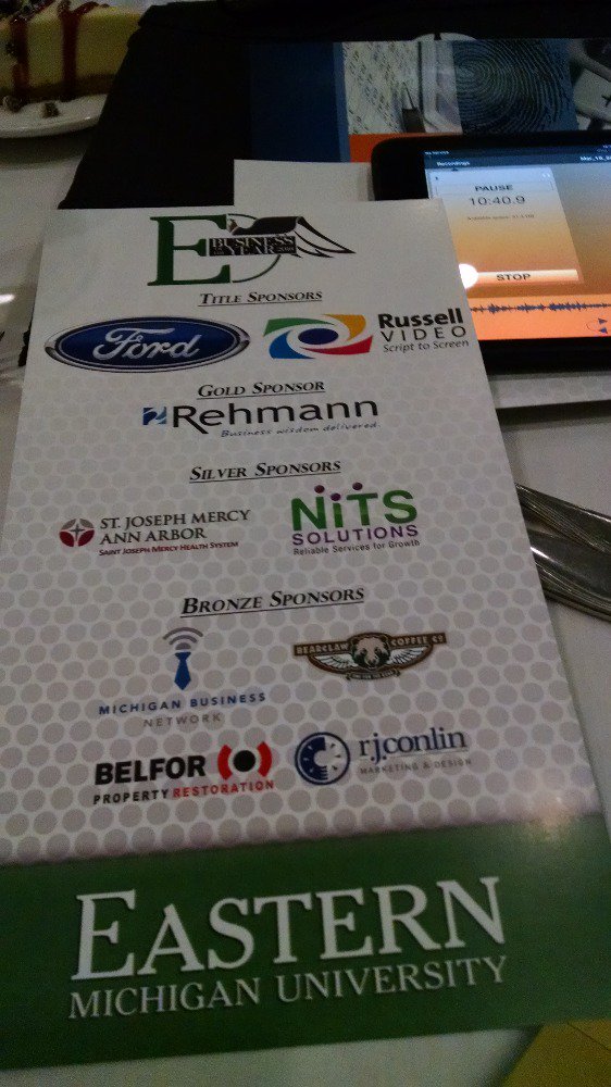 JCurtisMosher's tweet photo. Covering @EMU_Swoop Business of the Year Awards for @MIBizNetwork #awards #business #Michigan #studentleaders16 https://t.co/IZ8sBUPNGA