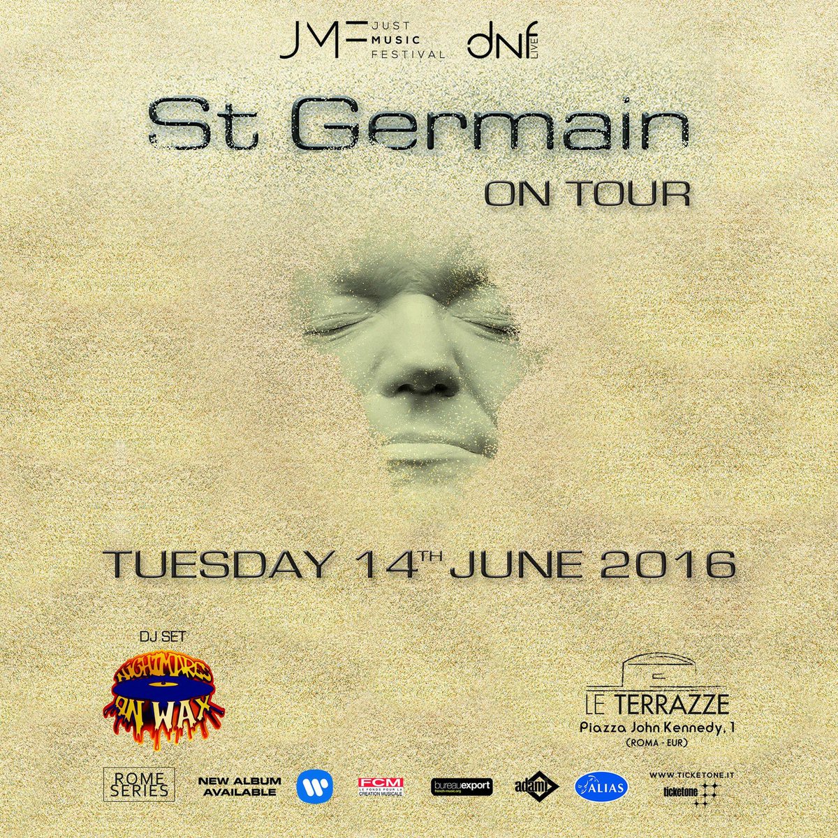 JUSTMFESTIVAL's tweet photo. #Justmusicfestival #RomeSeries #St.Germain live@LeTerrazzeEur 14.06.2016 +Nightmare on wax Dj Set https://t.co/FLC1HwG7pg
