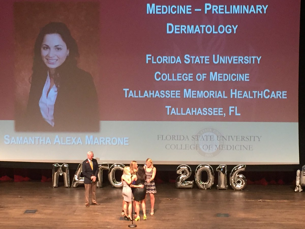 FloridaMedical's tweet photo. Samantha A. Marrone, Congratulations on your #FSUMatch to #dermatology at @TMHFORLIFE #FMAMatchDay #MatchDay https://t.co/4N9zOYO0Rt
