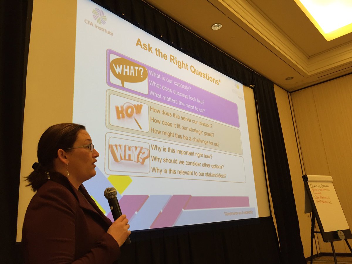 CFAsocietyindy's tweet photo. Learning about effective board governance from @AskEmilyD @BoardSource at #cfaday2 questions to ask 4 oversight-Brad https://t.co/g2qCeXrabW