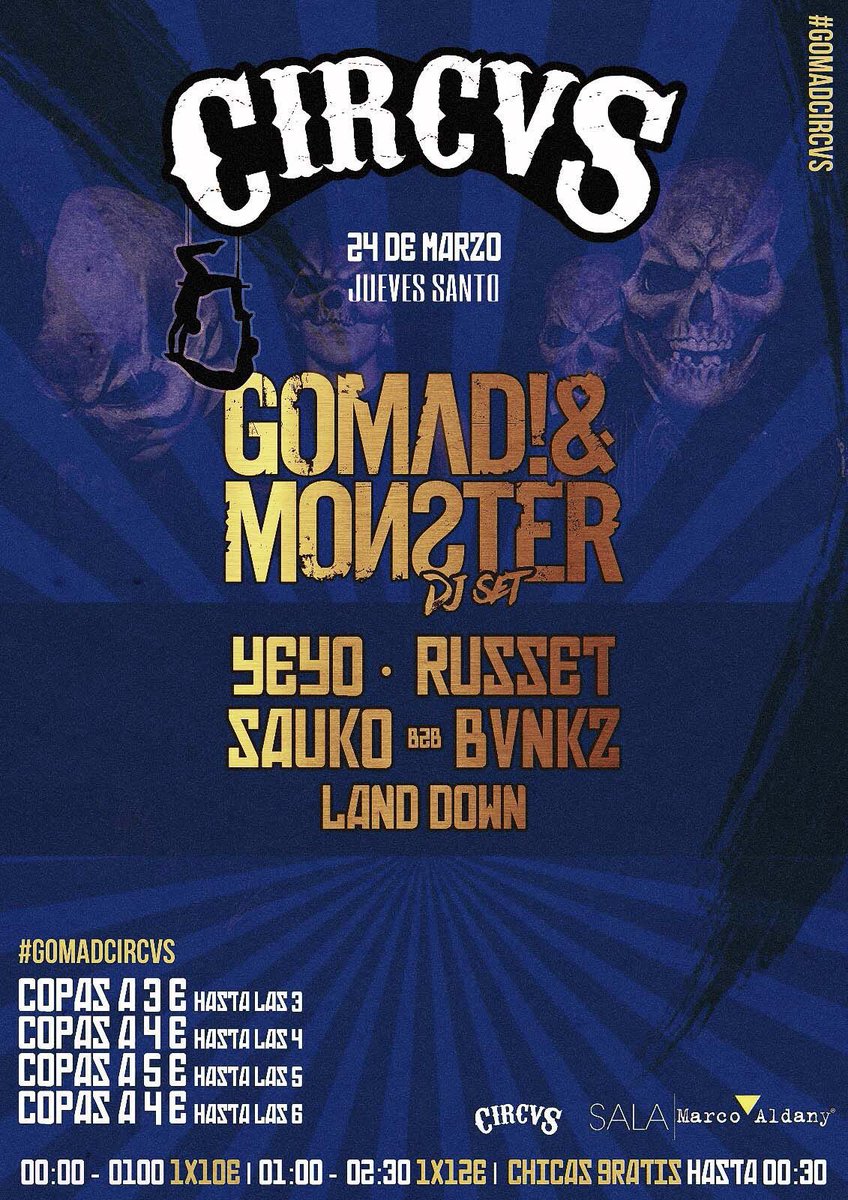 BVNKZ's tweet photo. Sorteo dos entradas para @CircvsClub este jueves santo 24 con @GOMADandMONSTER entre los den RT a este tweet! ✌✌✌ https://t.co/X21aFrC0pU