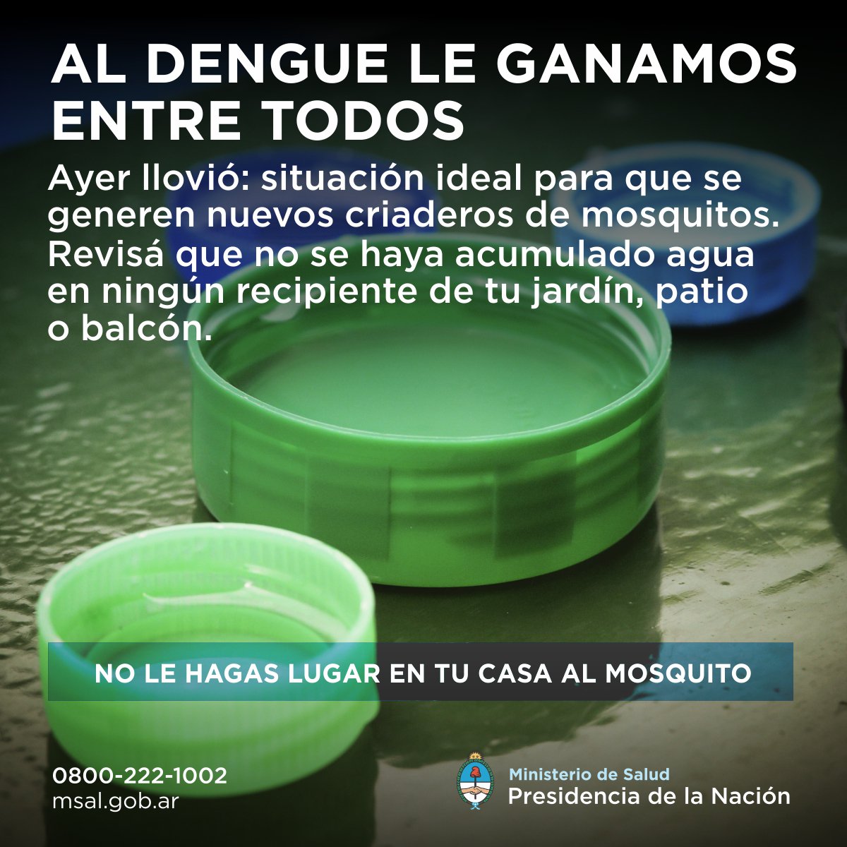 MinSalud_Ar's tweet photo. El agua de lluvia estancada propicia los criaderos de mosquitos. Estemos atentos #dengue #zika #chikungunya https://t.co/Tnbltj1nxd