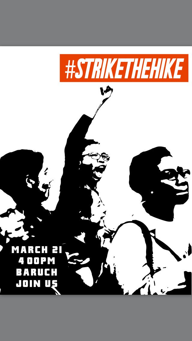 CUNY_collective's tweet photo. Join us as we #STRIKETHEHIKE bc education is a right #defendCUNY #saveCUNY #CUNY https://t.co/zZICMzXLjO https://t.co/ImY1q9rNG1