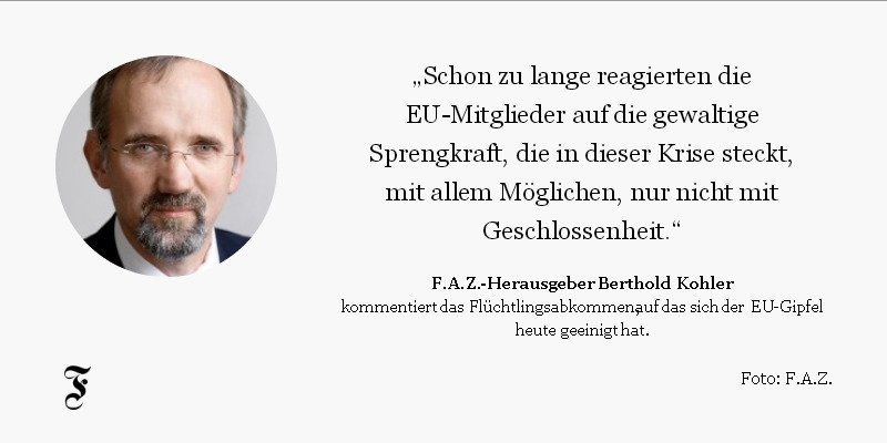 faznet's tweet photo. Dass es heute zum Abschluss des Flüchtlingsabkommens kam, ist vor allem Merkels Verdienst.

https://t.co/5Jjoc7bqbh https://t.co/Q372xvHjJl