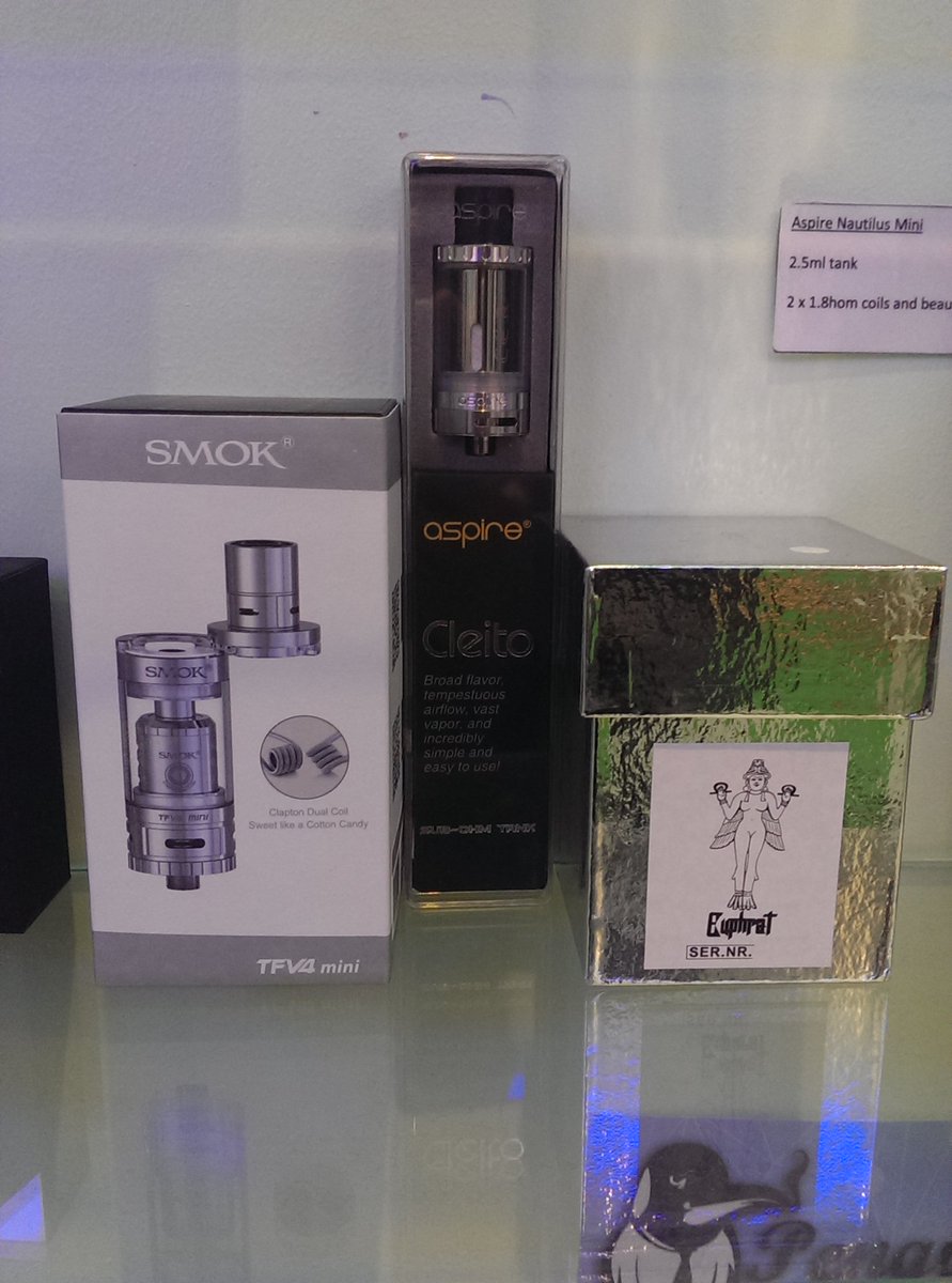 ecovapebar's tweet photo. New rda and subohm ranks in stock #euphrat #cleito #smoktfv4 https://t.co/p7qcJr4pqy