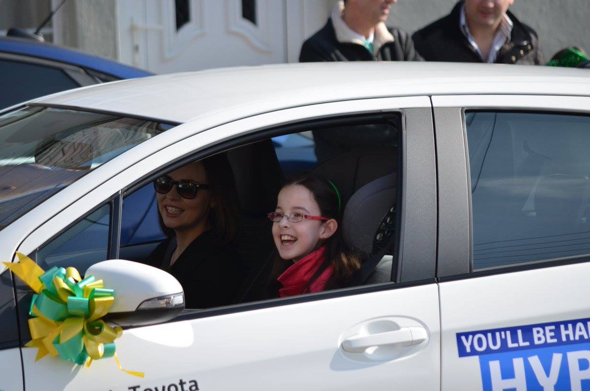 KellysToyota's tweet photo. Big smiles .. Happy in a Hybrid at the St Patrick's Day parade in Mountcharles @toyotaireland @aislingolo https://t.co/C25336eU4E
