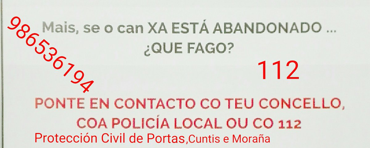avpcportas's tweet photo. SI VES ALGÚN MALTRATO ANIMAL, DENUNCIA!!!!!!!!!!! https://t.co/uvUejknl8X