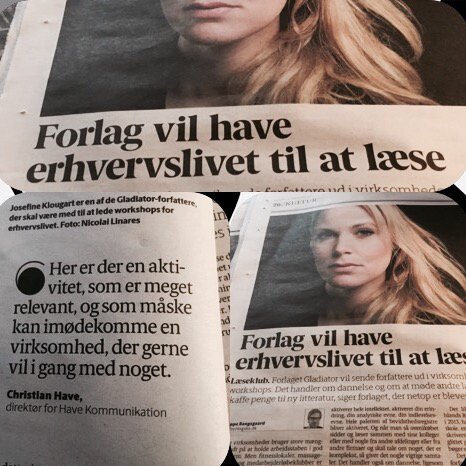 ukmffa's tweet photo. Forlaget Gladiator vil lave læseklubber i erhvervslivet  at læse i dagens Berlingske  super ide #bogsnak #Gladiator https://t.co/4wk37sn2z1