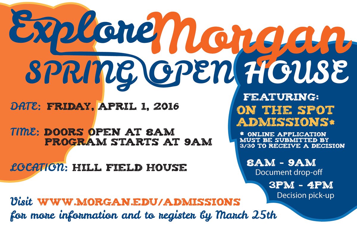 MorganStateU's tweet image. Explore Morgan Day is happening April 1! RSVP and join us to learn more about #FairMorgan: bit.ly/1QXZRKD.