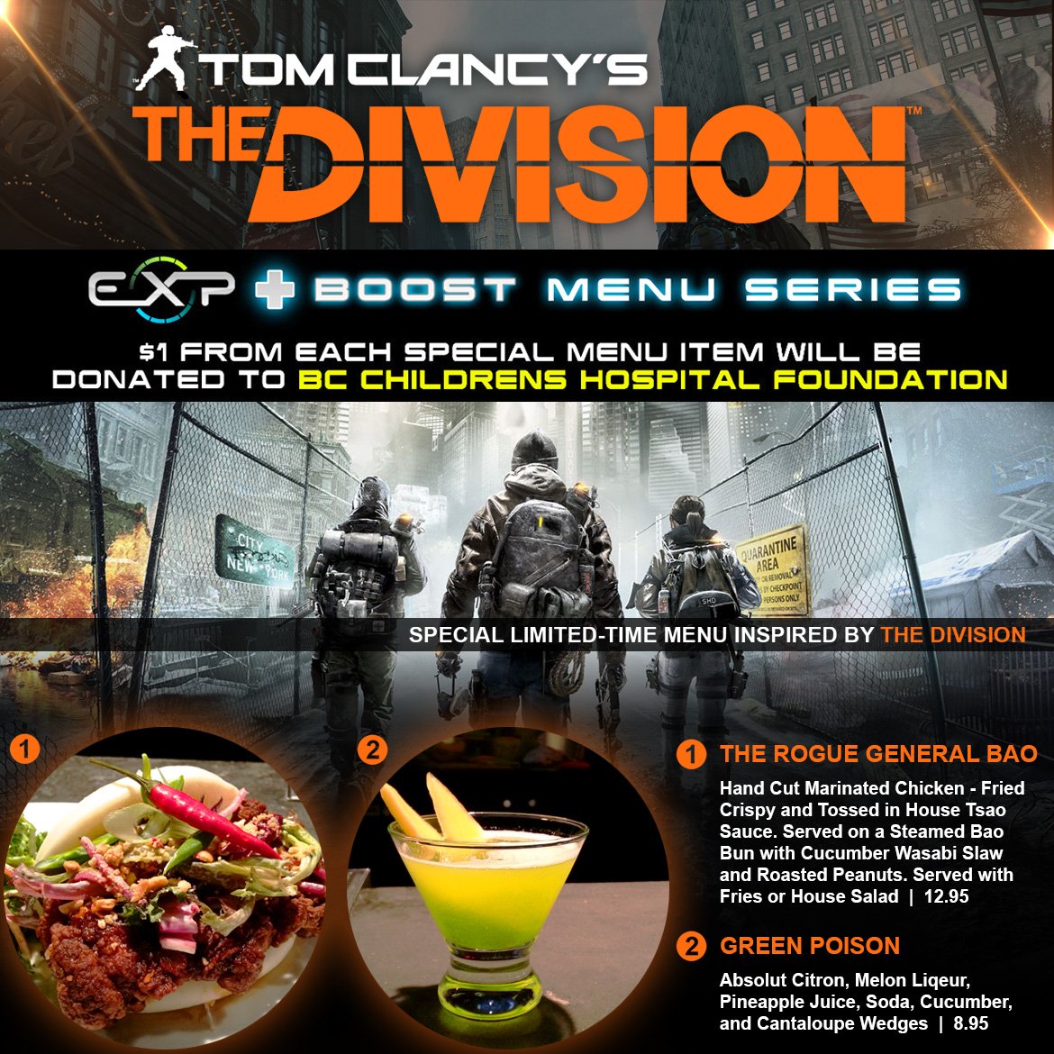 expbar's tweet image. Week TWO of #TheDivision #EXPBoost Special Menu at #EXPBar starts today! Get 'em while you can!