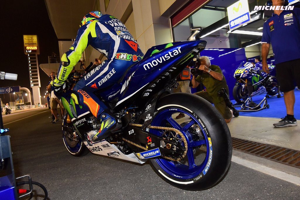 TroySender's tweet photo. @matoxley I see a written 46 on the rear of VR46 bike. Do riders get preferential rights over tyres? https://t.co/UZtTQTwdAd