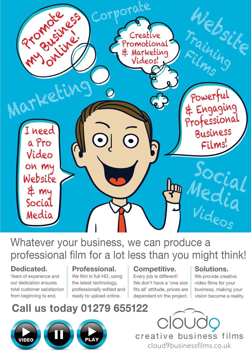 C9BusinessFilms's tweet photo. Put a #video on your website &amp; give visitors a reason to stay there! #videomarketing #BusinessFilms 📞01279 655122 https://t.co/OtfSAc3ifV