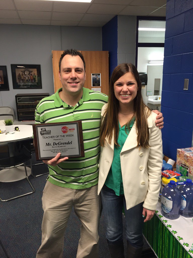 JamesScrivo's tweet photo. Mr. DeGrendel, teacher of the week from 100.3 WNIC! Congratulations https://t.co/UOmHuVC3UX