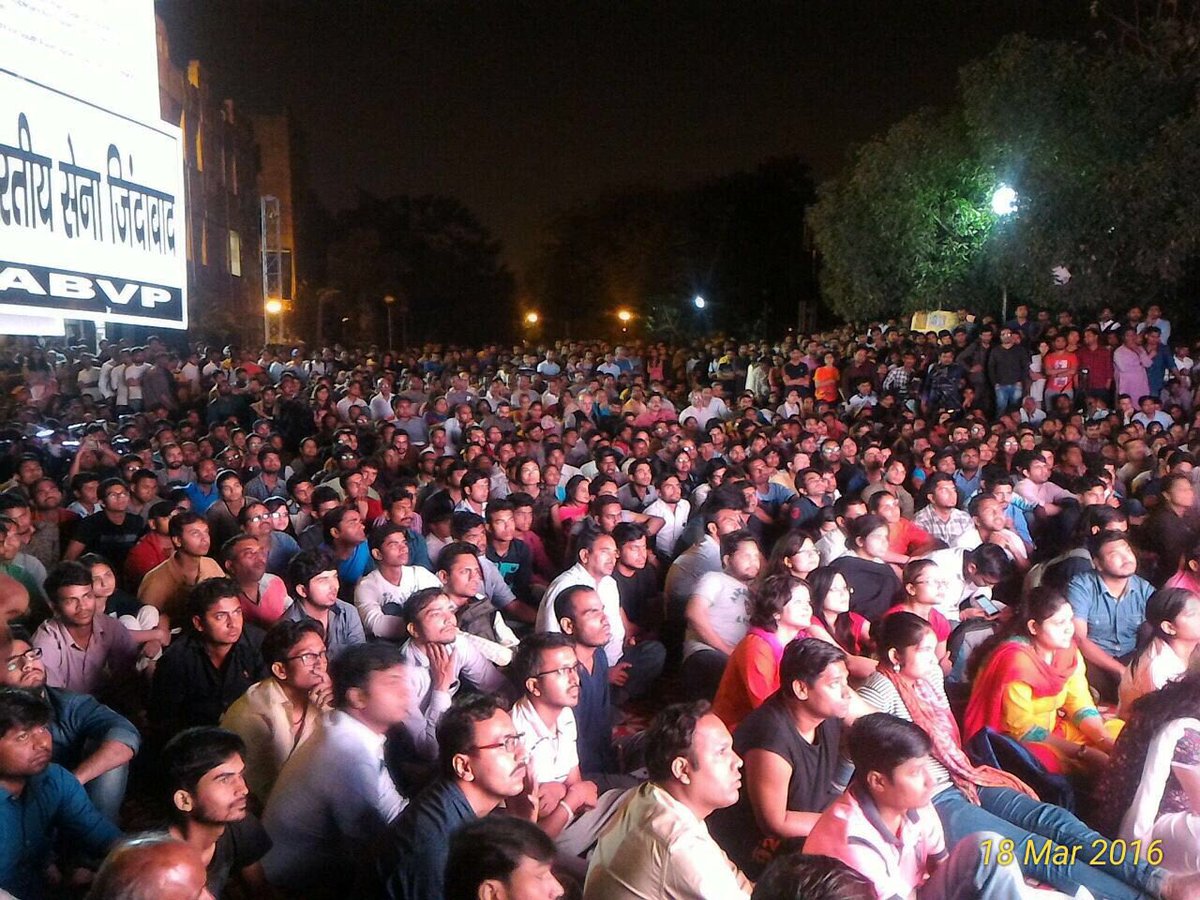 AnupamPKher's tweet photo. Slogans of #BharatMataKiJai &amp; #VandeMatram today purified #JNU of slogans chanted earlier on 9th Feb.:) #Patriotism https://t.co/GnPGe1oJgk