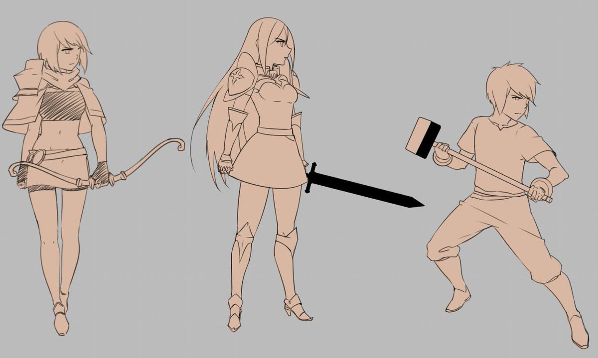 Late update! Here's the player's battle pose and status/inventory screen. #nanoreno 