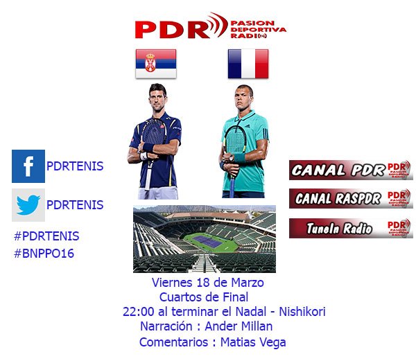 pdrtenis's tweet photo. #PDRTENIS a las 22:00 Novak Djokovic vs Jo-Wilfried Tsonga en https://t.co/pmcZ2ZuahC  @andermillanof @pdrmatias2012 https://t.co/a3d0xOrbfk