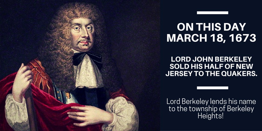 chatham_library's tweet photo. #OTD in 1673 #LordBerkeley sold his half of #NewJersey to the #Quakers. #onthisday https://t.co/MShxKcF6rF