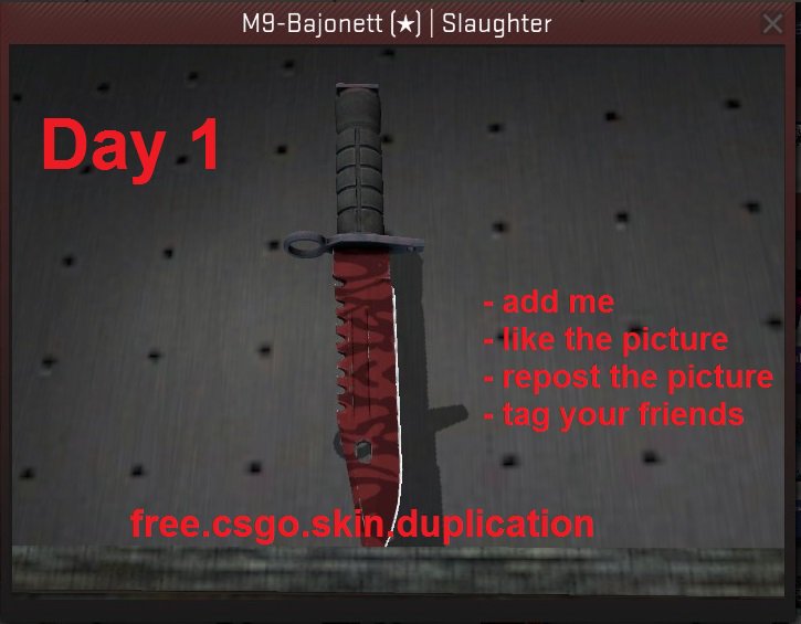 SkinDuplication's tweet image. Unser erstes #giveaway ! M9 Bayonett Slaughter ! Um zu gewinnen folgt den schritten auf dem Bild :)
#CSGOgiveaway