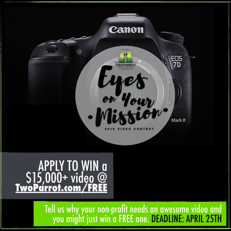 Need FREE video content? <a href="/GoTwoParrot/">Two Parrot</a> #RFP non-profit applications #EyesOnYourMission #grant TwoParrot.com/FREE