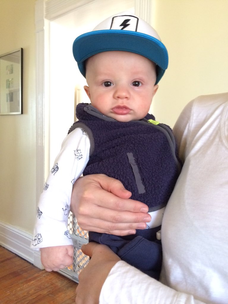 My almost 5-month-old son, Landon, ready to face the day.