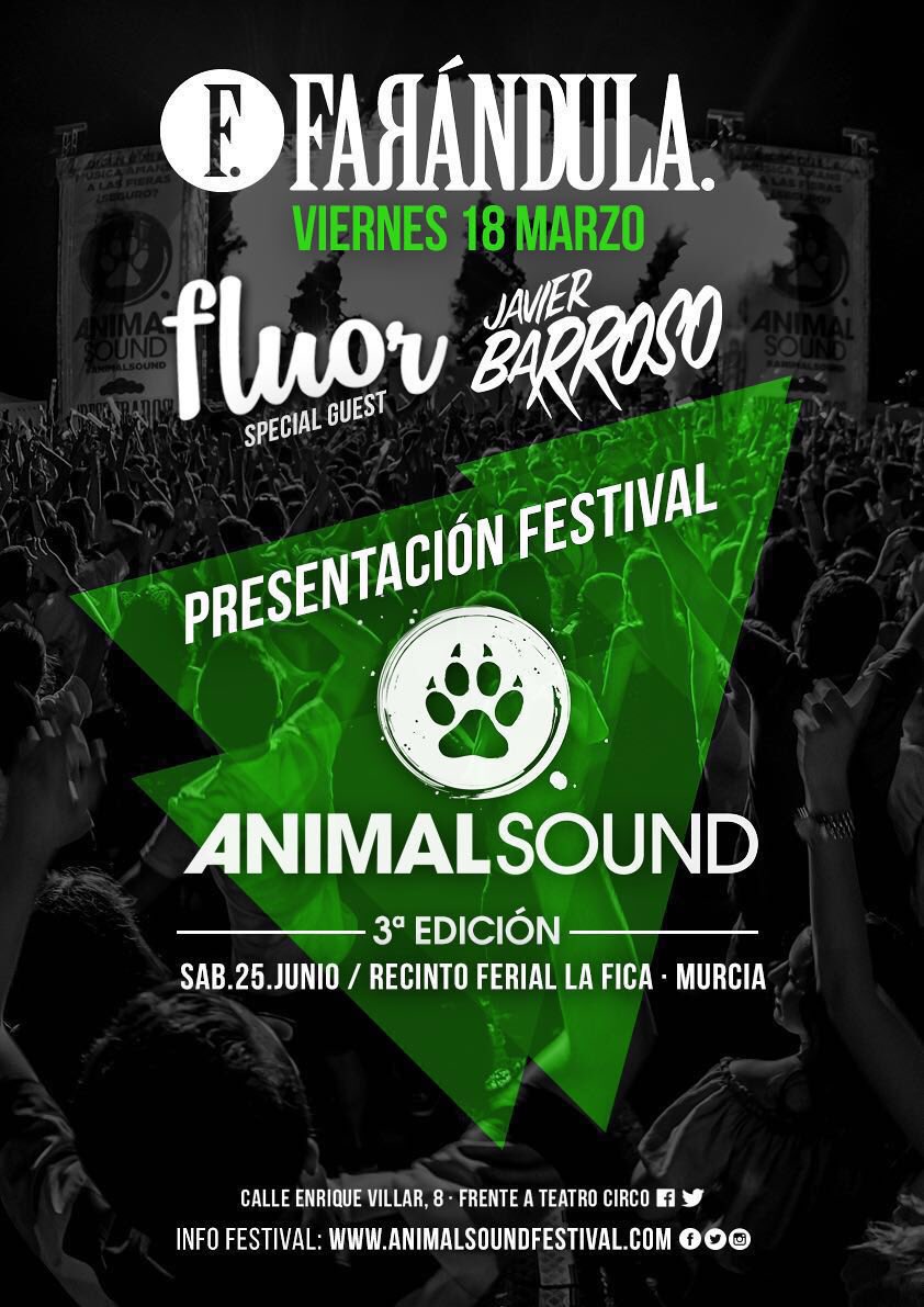 Hoy presentación de <a href="/AnimalSoundFest/">ANIMAL SOUND 🐯</a> en #Farándula con <a href="/DonFluor/">Don Fluor</a> y <a href="/JavierBarrosoDj/">Javier Barroso</a> <a href="/GrupoFarandula/">FarandulaGrupo</a> #AnimalSound2016