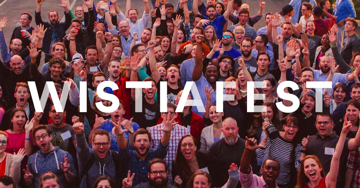 wistia's tweet photo. The 'Fest for all things video marketing is here! https://t.co/cHNfsCozzH Join us 🎉 #WistiaFest #videomarketing https://t.co/6T3YQHvusb