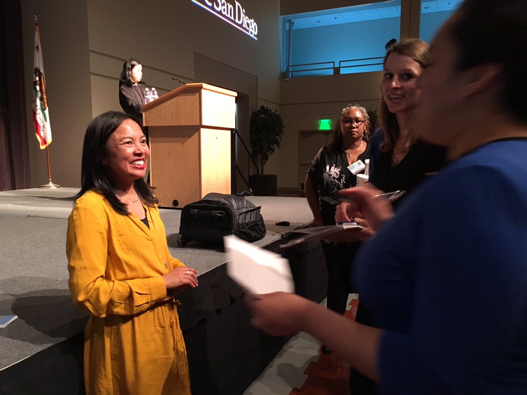 UCSDWomen's tweet photo. Roxy Farkas speaks to Ucsd staff after her session on career goals and values. #ucsdwomen16 https://t.co/snCr4YRH1P