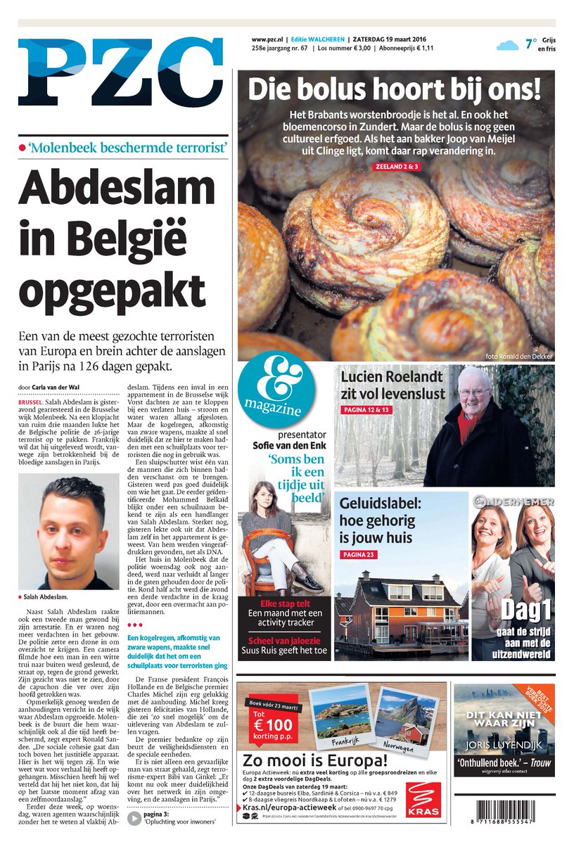 pzcredactie's tweet photo. En zo ziet de voorpagina van zaterdag 19 maart eruit: https://t.co/QiOsMtQoVh