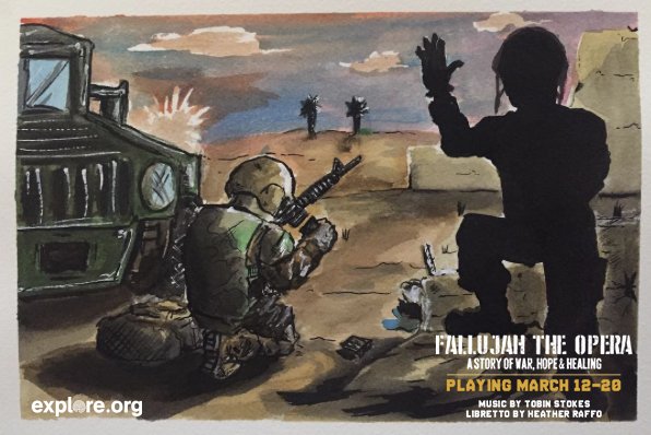 FallujahOpera's tweet image. .@punchdrunkduck is a @USNavy Vet suffering from PTSD. His original artwork was a major part of #FallujahOpera