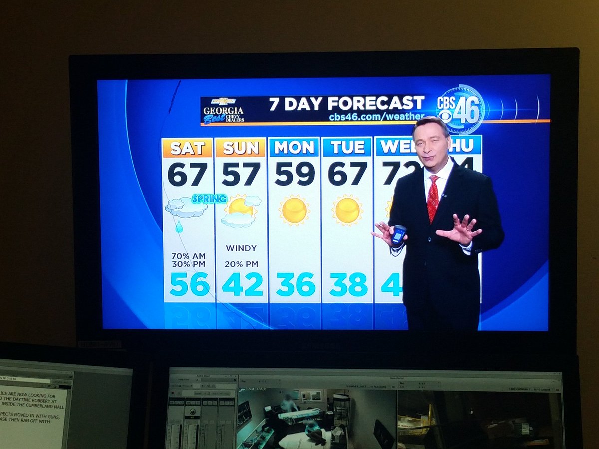 JesusDiazTV's tweet photo. Thought I'd get to hit the pool tomorrow, but maybe not. At least it will shine all week! #springisrighthere #cbs46 https://t.co/GBKiJ6fEH4
