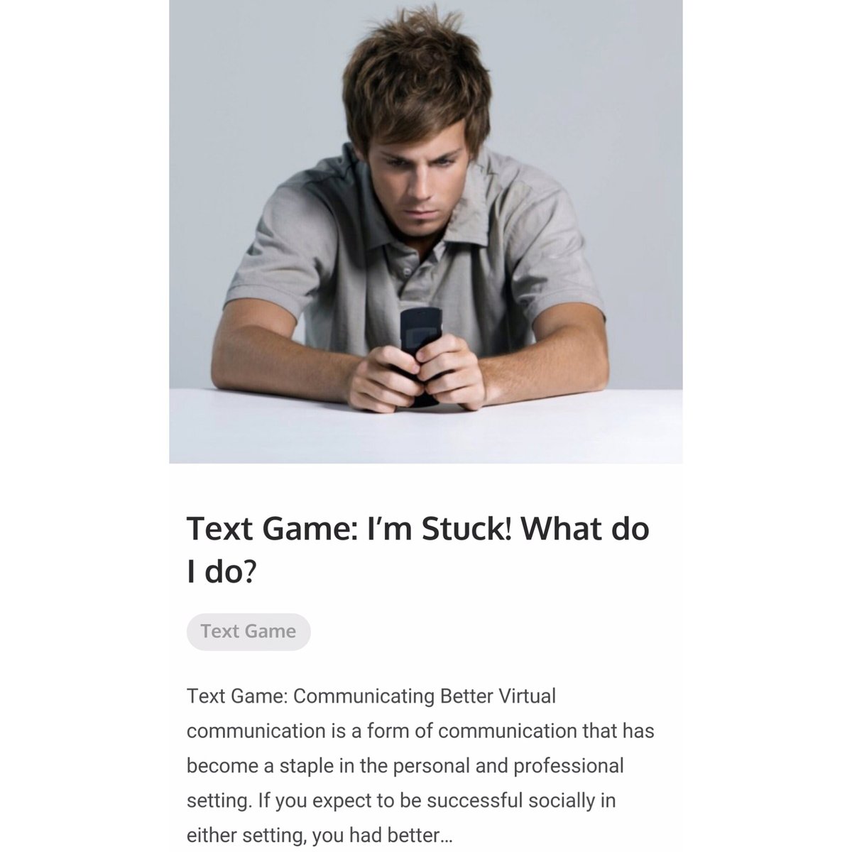 GetGameGroup's tweet photo. "Text Game: Help Me, I'm Stuck!" #GGGuy advises and interprets a #text convo. #GetGame https://t.co/jAoVzEOR9G https://t.co/50i9PPl1Zk