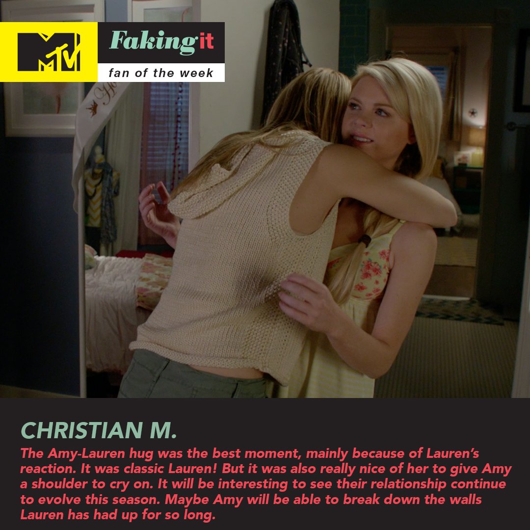 mtvfakingit's tweet image. I can&apos;t wait for more Lauren-Amy hugs, Christian M!