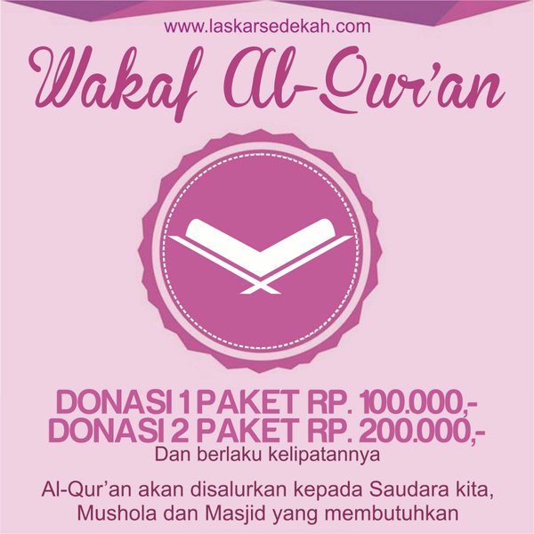 Tabungan Amal Jariyah d Program Wakaf Al Qur'an <a href="/LaskarSedekah/">Laskar Sedekah</a> | Info &amp; Donasi 089671937773 | <a href="/SoloEvent_/">Event di Solo</a>