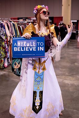 KatyJohnsonVO's tweet photo. We need the hero of time!  @BernieSanders will give us a Hyrule to believe in! #CosplayersForBernie #StillBernie https://t.co/ogyNzyx82K
