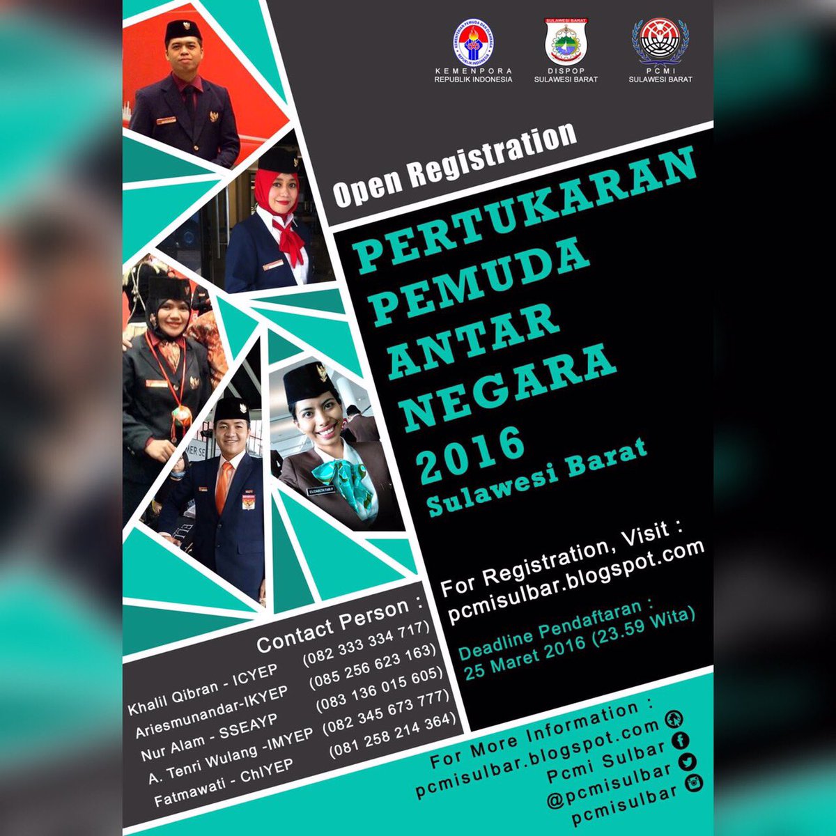pcmisulbar's tweet photo. Info pentingnya adalah... Pendaftaran Pertukaran Pemuda Antar Negara (PPAN) 2016 untuk Prov. Sulbar telah DIBUKA. https://t.co/y5aS1v91Hp