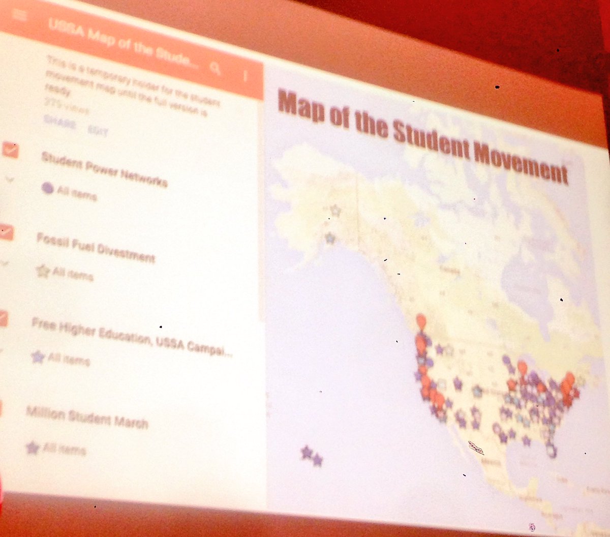 powershiftnet's tweet photo. This map of the student movement is LIT. And it's only going to grow. #educationjustice #summitsixteen https://t.co/XQEkmpqP0F
