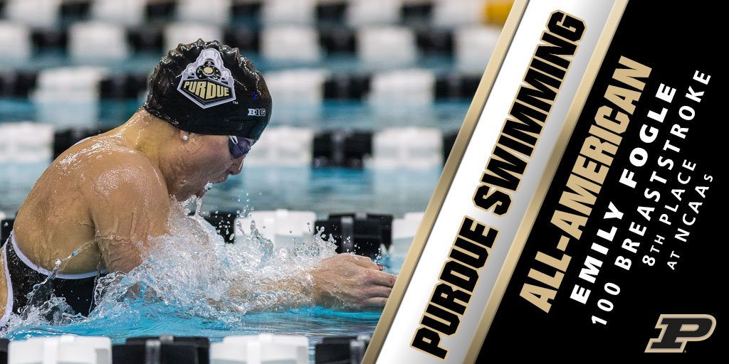 PurdueWSwim's tweet photo. Emily Fogle 8th in Championship Final of 100 Breast (59.20) at NCAAs to earn 4th career All-America honor. #BoilerUp https://t.co/67gEgBTGxO