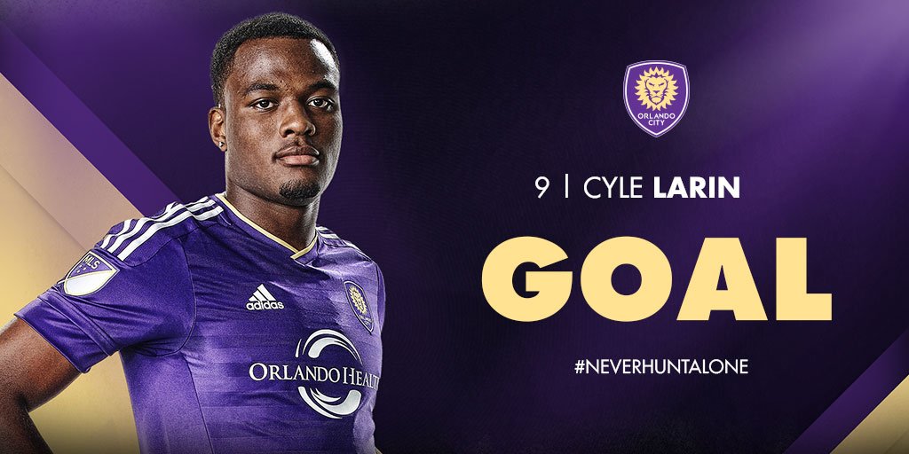 OrlandoCitySC's tweet photo. 7' GOOOAAL. Who else but Cyle Larin! Ramos sends one into the box, Saunders deflects it and Larin finishes! https://t.co/tQCLsDbT56