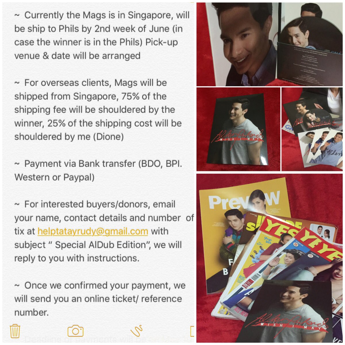 diosaneth's tweet photo. Good morning! 
Please help us and join our
Raffle for a Cause
other details is in the photos 
TY🙏🏼
#ALDUBBagongYugto https://t.co/kZ5fKgPWfy