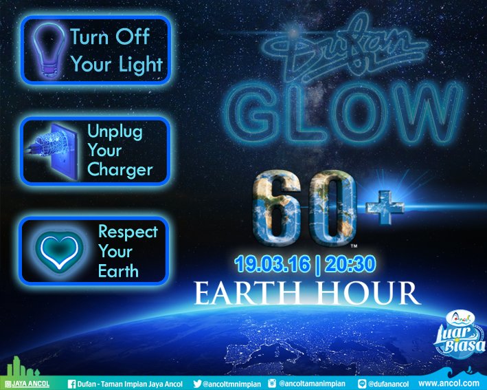 Let's Turn off light, unplug your charge &amp; respect your earth at 20:30 #earthhour2016 #Dufan