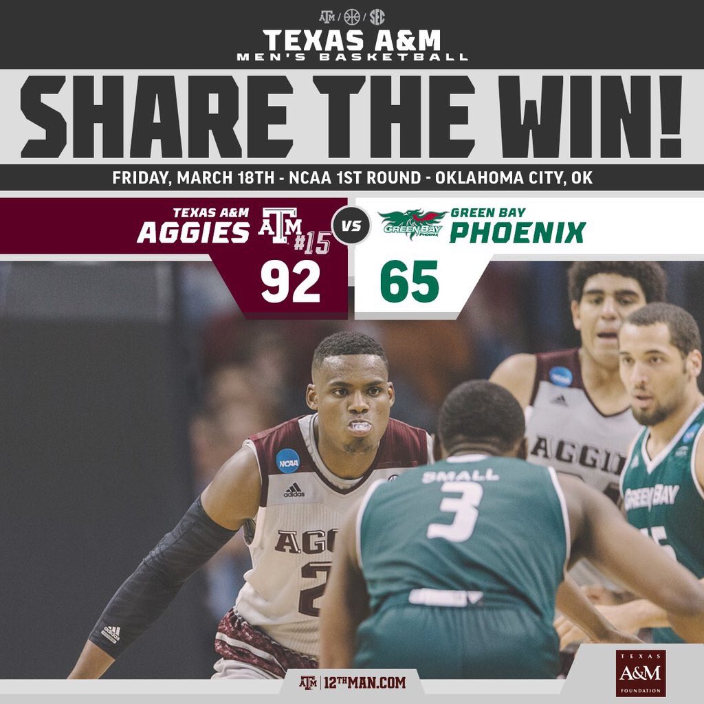 JOEMANUSA's tweet photo. #Whoop @12thMan #Aggies #MarchMadness https://t.co/74BFp7tNsC